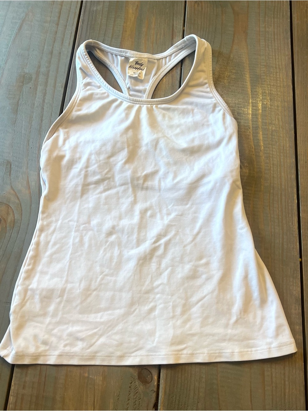 Body Wrappers Girls White Racerback Dance Tank Top Cami Medium 8-10